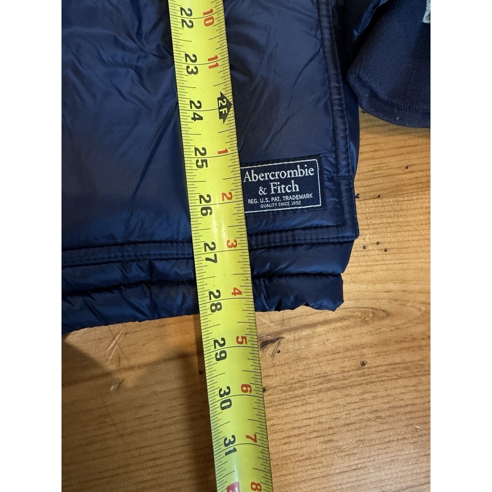 Y2K ERA Abercrombie & Fitch Womens Down Puffer Coat Jacket Hooded Navy Blue M - Picture 13 of 15